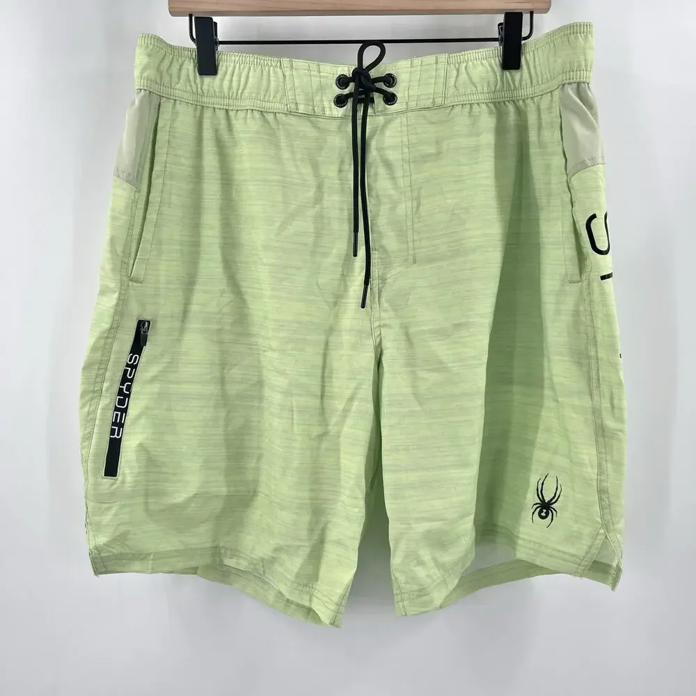 SPYDER Swim Shorts XL Trunks No Lining Green Men's UV Protection Surf Sand Sun